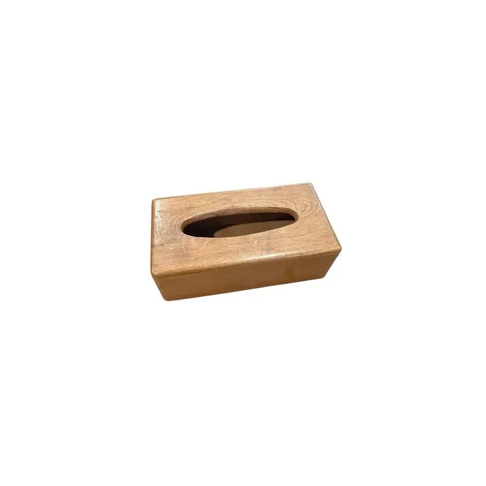 Vintage Teak Rectangle Wood Tissue Box Cover Retro Midcentury Modern Rustic